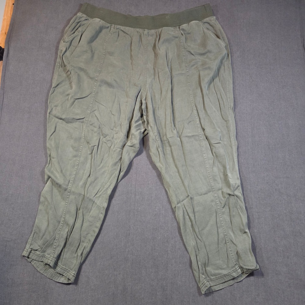 Sonoma Joggers Womens 2X Green Lyocell Linen Blend Elastic Waist Casual Pants